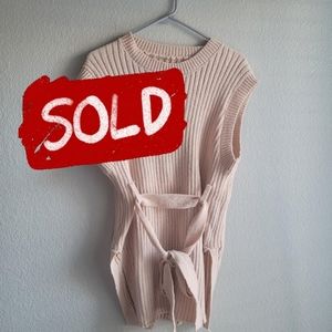 ***SOLD ON DEPOP***NWOT Tan Sweater Vest with Waist Belt, size S
